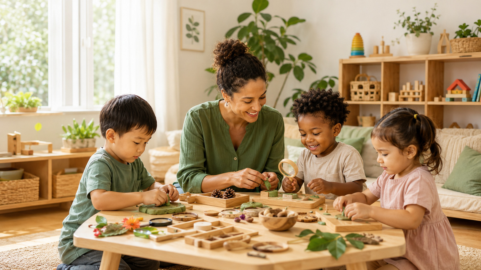 Children participating in engaging early learning activities